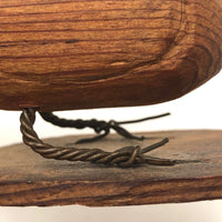 Lovely Elongated Carved Pine Bird with Twisted Wire Legs