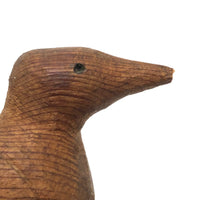 Lovely Elongated Carved Pine Bird with Twisted Wire Legs