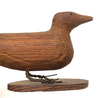 Lovely Elongated Carved Pine Bird with Twisted Wire Legs