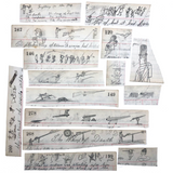 From the Margins: Wonderful Group of Small Salvaged Antique Ledger Sketches