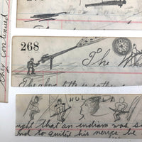 From the Margins: Wonderful Group of Small Salvaged Antique Ledger Sketches