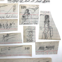 From the Margins: Wonderful Group of Small Salvaged Antique Ledger Sketches