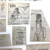 From the Margins: Wonderful Group of Small Salvaged Antique Ledger Sketches