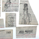 From the Margins: Wonderful Group of Small Salvaged Antique Ledger Sketches