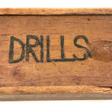 DRILLS, Sweet Old Slide Lid Box with Excellent Carved Lettering