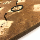 White Squares on Pine Diamond, Beautifully Worn Make Ring Toss Board (with Sealing Rings for Tossing))