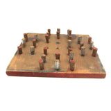 Rustic Old Folk Art Fox and Geese Game Board with Whittled Pegs