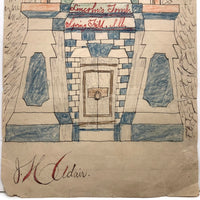 Lincoln's Tomb, 1905 Ink and Crayon Drawing by J.H. Adair, Spring Grove, PA