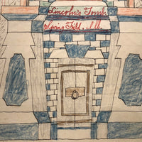 Lincoln's Tomb, 1905 Ink and Crayon Drawing by J.H. Adair, Spring Grove, PA