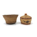 Pretty Pair of Miniature Makah/Nootka Northwest Coast Native Sweet Grass Baskets