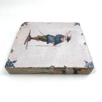 Early Polychrome Dutch Tin Glazed Tile, Man with Rifle and Rifle Stand