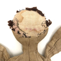 Very Tender Old Homemade Doll with Embroidered Face