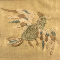 Wonderfully Awkward Antique Silk on Silk Embroidered Bird