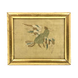 Wonderfully Awkward Antique Silk on Silk Embroidered Bird