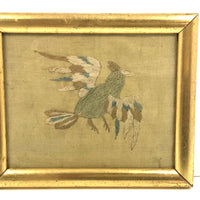 Wonderfully Awkward Antique Silk on Silk Embroidered Bird