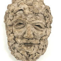 Beaded Man, Mouth Open, Vintage Sculpted Clay Head