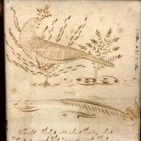 Done by Uncle Putney About 1812, Ink Drawing of Bird in Tree with Pen and Poem