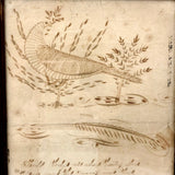 Done by Uncle Putney About 1812, Ink Drawing of Bird in Tree with Pen and Poem