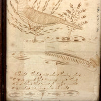 Done by Uncle Putney About 1812, Ink Drawing of Bird in Tree with Pen and Poem