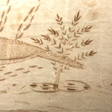 Done by Uncle Putney About 1812, Ink Drawing of Bird in Tree with Pen and Poem