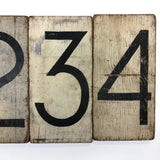 Set of Four Beautiful Handpainted Black on White Wood Double-sided Scoring Numbers