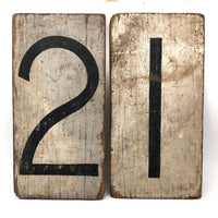 Set of Four Beautiful Handpainted Black on White Wood Double-sided Scoring Numbers