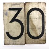 Set of Four Beautiful Handpainted Black on White Wood Double-sided Scoring Numbers