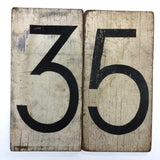 Set of Four Beautiful Handpainted Black on White Wood Double-sided Scoring Numbers