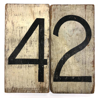 Set of Four Beautiful Handpainted Black on White Wood Double-sided Scoring Numbers