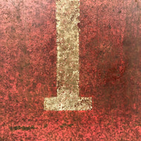 #1, White on Red Painted (Heavy) Iron Sign with Great Surface