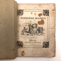 Marmaduke Multiply, Scarce 1845 Child's Book with Handmade Cover and Hand-colored Engravings