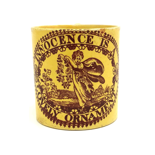 Innocence is a Lovely Ornament, Early 19th C. Canaryware Child's Mug