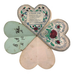 Lovely Mid 19th C. Fold Out Paper Heart "Puzzle Purse" Valentine