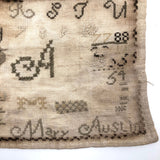 Mary Austen's Mid 19th C. Alphabet Sampler with Many Birds