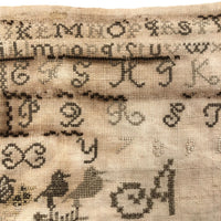 Mary Austen's Mid 19th C. Alphabet Sampler with Many Birds