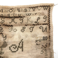 Mary Austen's Mid 19th C. Alphabet Sampler with Many Birds