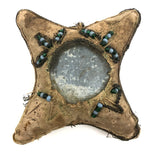 Worn But Magical Feeling Antique Native American Hide Star Mirror (Pin Cushion?)