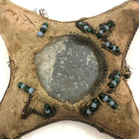 Worn But Magical Feeling Antique Native American Hide Star Mirror (Pin Cushion?)