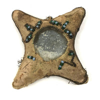 Worn But Magical Feeling Antique Native American Hide Star Mirror (Pin Cushion?)