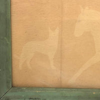 Chance Animal Silhouettes on Card in Old Green Painted Frame