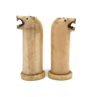 Alaskan Inuit Carved Tusk Polar Bear Salt and Pepper Shakers