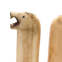 Alaskan Inuit Carved Tusk Polar Bear Salt and Pepper Shakers