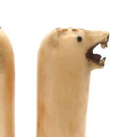 Alaskan Inuit Carved Tusk Polar Bear Salt and Pepper Shakers