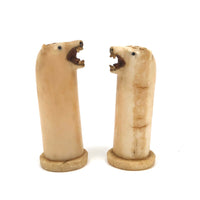 Alaskan Inuit Carved Tusk Polar Bear Salt and Pepper Shakers