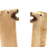 Alaskan Inuit Carved Tusk Polar Bear Salt and Pepper Shakers