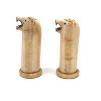 Alaskan Inuit Carved Tusk Polar Bear Salt and Pepper Shakers