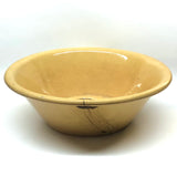 Huge Early Yellowware Bowl with Old Make Do Wire (and Remnants of Leather) Repair