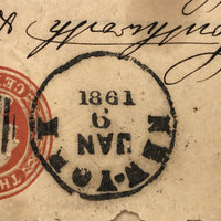 Beautiful Cover with Fancy Cancellation #2: 1861 New York to Stoughton, MA