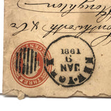 1861 Cover with Poignant Cancellation and Upside Down Year: New York to Stoughton, MA