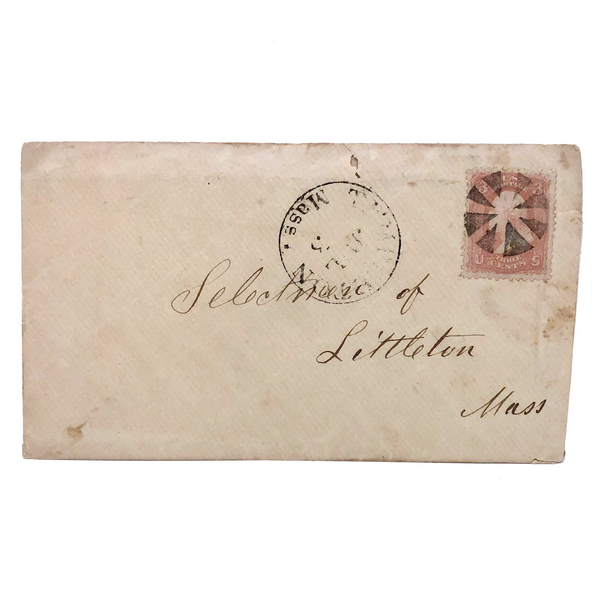 1867 Cover with Painterly Cancellation: To Selectmen of Littleton, from Templeton MA